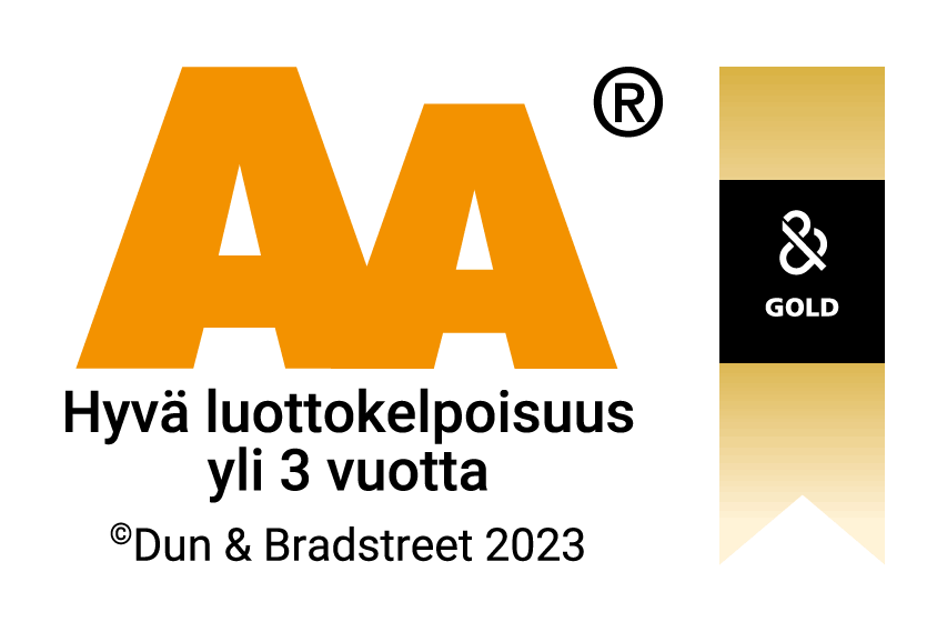 Dun & Bradstreet AA-luottoluokitus — hyvä luottokelpoisuus yli 3 vuotta